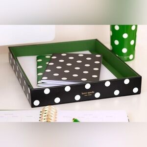Kate Spade Green and Black Polka Dot office tray